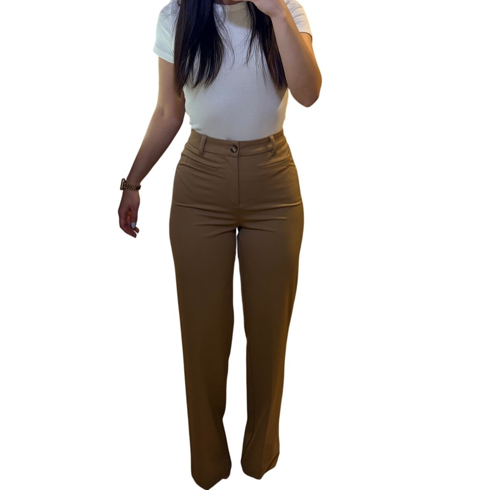 Elodie Trousers‎ Women Small Camel Brown High Waisted Wide Leg Professional